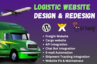 build, revamp logistics cargo website integrate live chat,shipment tracking API