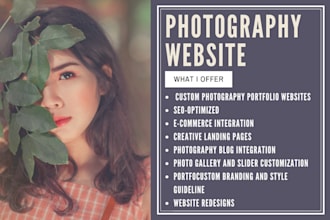 create photography portfolio website on wix, wordpress or portfolio landing page