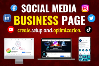 setup facebook business page, create youtube channel and linkedin business page