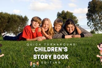 provide quick turnaround children story book editing and kid book editing