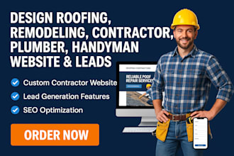 design roofing remodeling website contractor plumber handyman website and leads