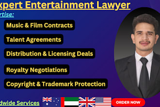be your entertainment lawyer for music and film contracts, copyright, licensing