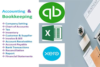 do bookkeeping, bank reconciliation, clean up in  quickbooks online, xero