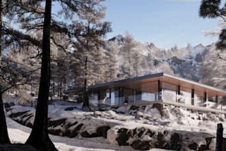 rebrand 3d barn modern, skp realistic rendering,work space,cgi model,forest pack