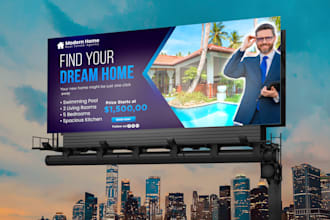 design real estate billboard, banner ads, rollup banner