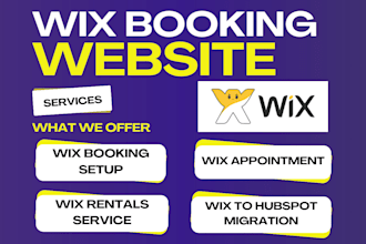 create wix booking website for rental service, migrate wix to hubspot crm