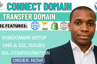 connect, fix, transfer domain to shopify, wordpress, wix, squarespace