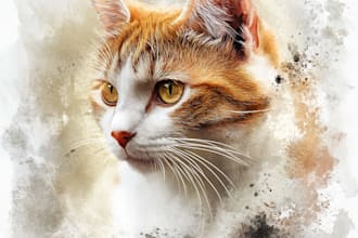 draw your cat, dog, or any pet into cartoon vector portrait