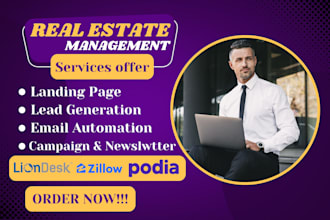 setup zillow website, liondesk website, podia website, automation website