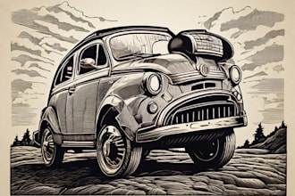 engraving linocut style digital drawing art
