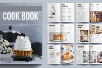 write cookbook recipes workbook, journal design  layout format ebook and print