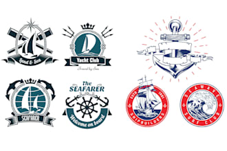 make hand drawn nautical marine logo for you business