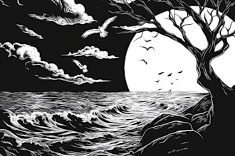 do artistic linocut illustration in my style