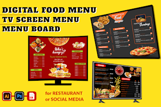 design digital modern food menu board TV screen menu restaurant menu card
