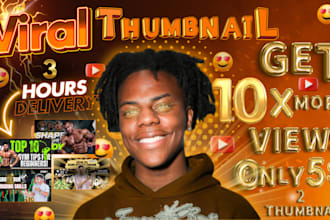 make podcast, gaming, cartoon clickbait youtube thumbnails in 3 hours