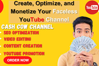 set up faceless youtube automation channel business and monetize cash cow videos