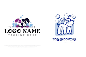 design unique pet care dog pet grooming logo