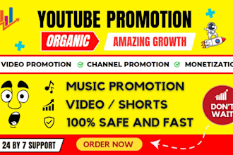 do fast organic video and channel promotion with youtube monetization