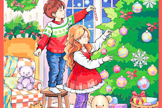 do magical christmas children story book illustration children story book cover