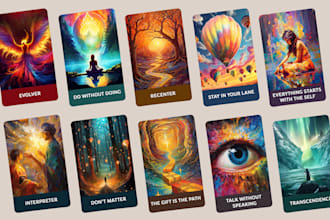 illustrate a custom oracle card deck from your idea