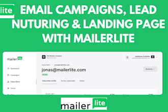do email campaigns lead nuturing landing page on mailerlite