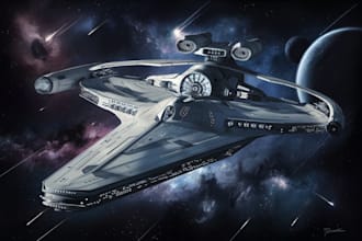 design spaceship sci fi illustration and sci fi art