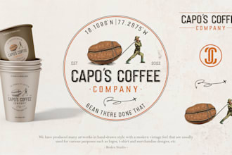 create rustic vintage logo with hand drawn illustration