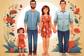 draw a vector art family portrait