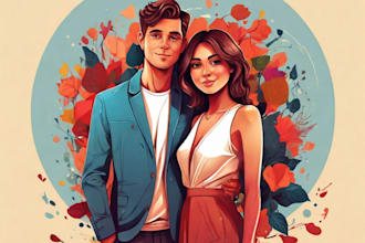 create couples art vector portrait