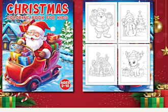 create christmas coloring book pages for amazon kdp kids activity book, coloring