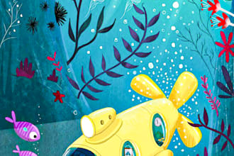 draw children story book illustration and children story book illustration