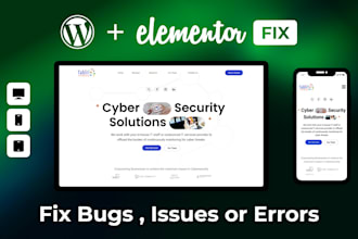 fix any elementor bugs, issues or wordpress erros
