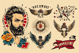 make old school traditional tattoo design for you
