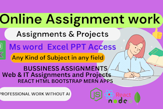 write online assignments, internship report, case study, research summary