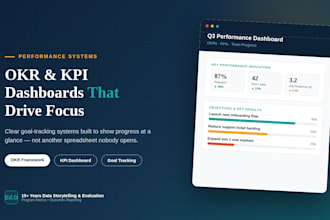 create okrs and KPI dashboards to track performance for your team