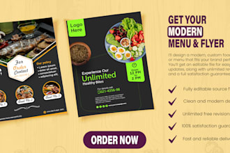 design modern food flyer, menu, and social media post