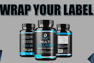do product label design, wrap your label on bottle, cans,  jar, tube,  pouch