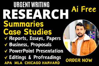 do research and summary writing, paper, report, case study