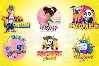design cute caricature cartoon mascot vintage kawaii logo