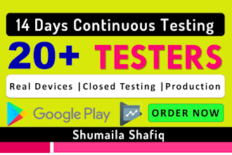 provide 20 testers for google play closed testing, publish app production mode