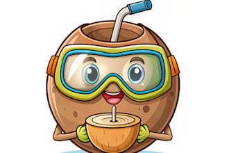 make modern mascot juice coconut drink logo
