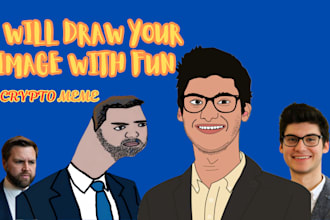 draw funny portrait cartoon character art and meme coin logo
