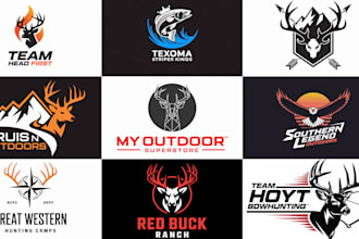deliver stunning outdoor logo for hunting fishing and mountain