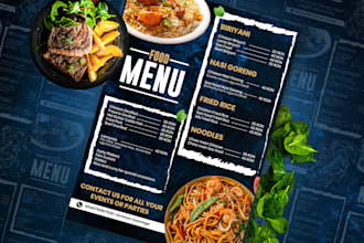 design custom restaurant menus, digital menu brochure, and food flyers
