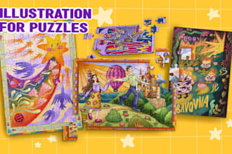 draw illustrations for puzzles, board games, flashcards and game cards