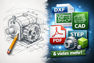 convert image or handdrawn sketch to cad, step, dxf, PDF and more