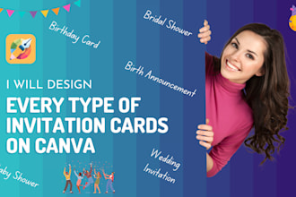 design your bridal shower, baby shower and birth announcement cards on canva