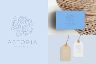 design hand drawn minimalist, botanical boho logo
