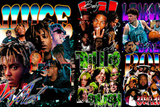 create vintage 90s nba rap hip hop bootleg t shirt design