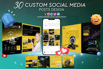 create 30 unique social media post designs for whole month